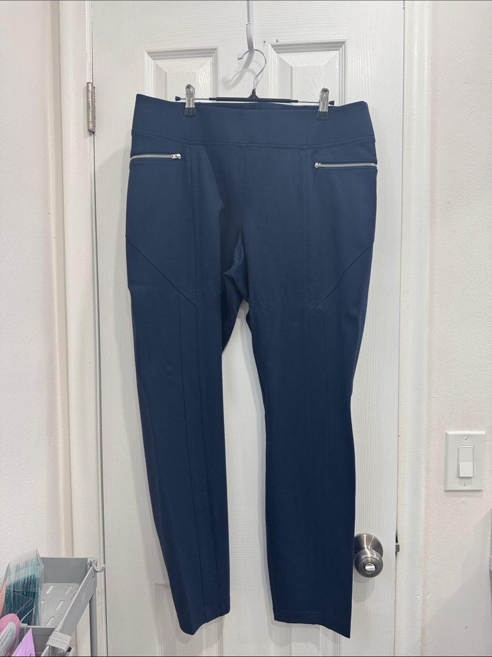 Women's Navy Ponte Straight-Leg Pants